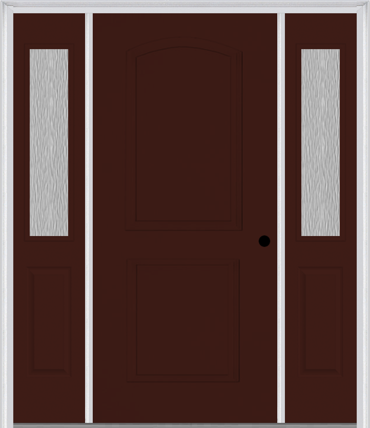 MMI 2 PANEL ARCH 3'0" X 6'8" FIBERGLASS SMOOTH EXTERIOR PREHUNG DOOR WITH 2 HALF LITE CLEAR OR PRIVACY/TEXTURED GLASS SIDELIGHTS 22